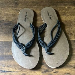 Black and brown sandals flip flops